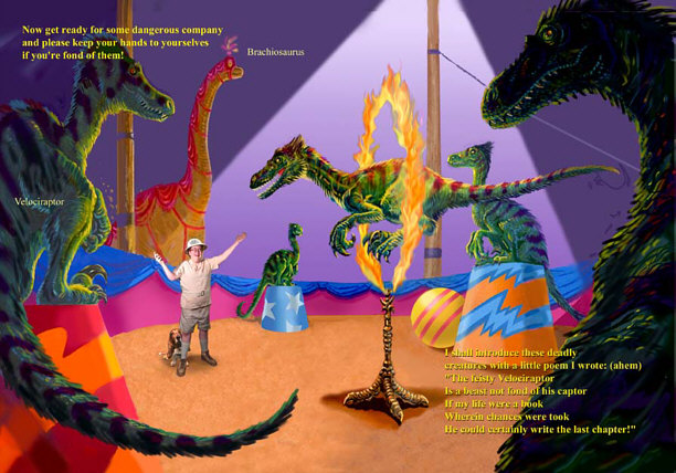SAMPLE PAGE FROM PETER VON SHOLLY'S DINOSAUR CIRCUS